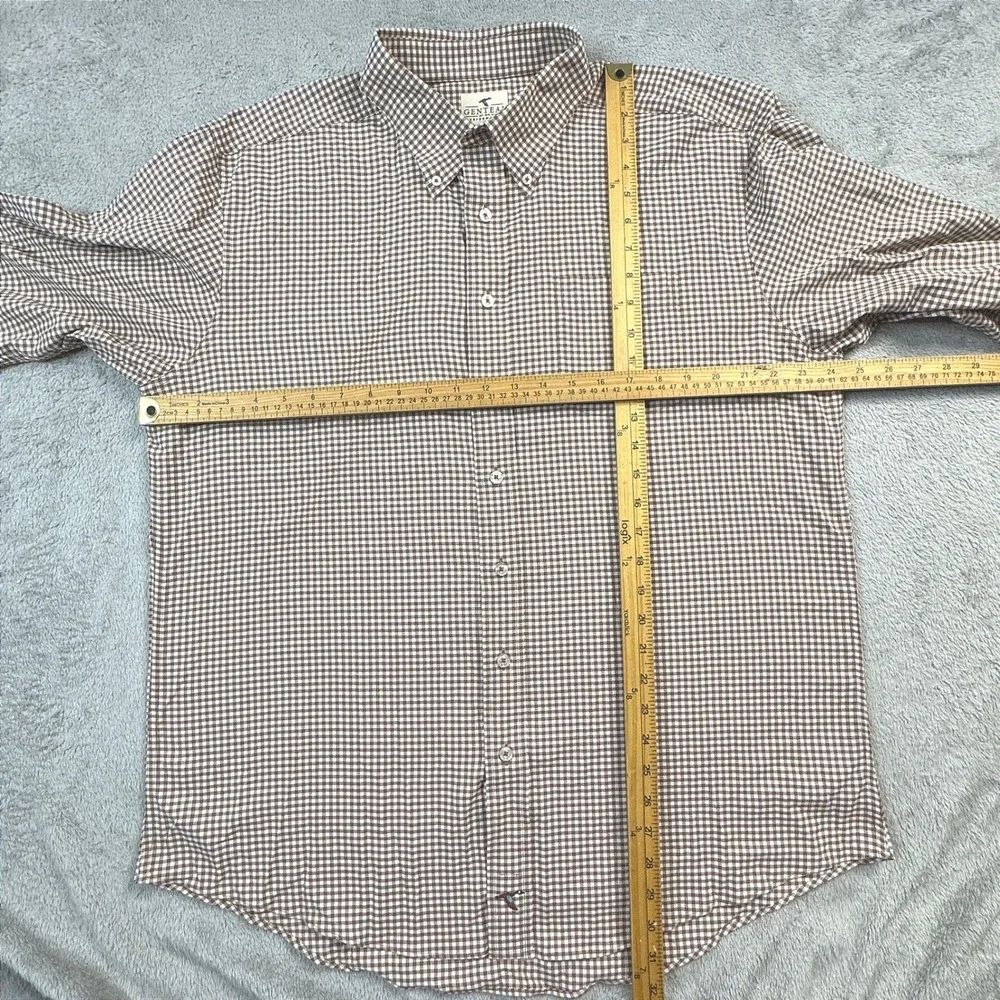 Genteal Performance Shirt Mens XL Brown White Gingham Check Long Sleeve - Picture 6 of 9